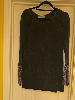 Able - Black Mineral-Wash Top with Subtle Texture